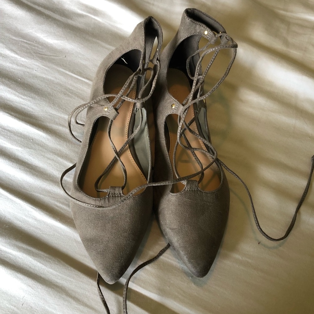 Olive Tie Ankle Flats